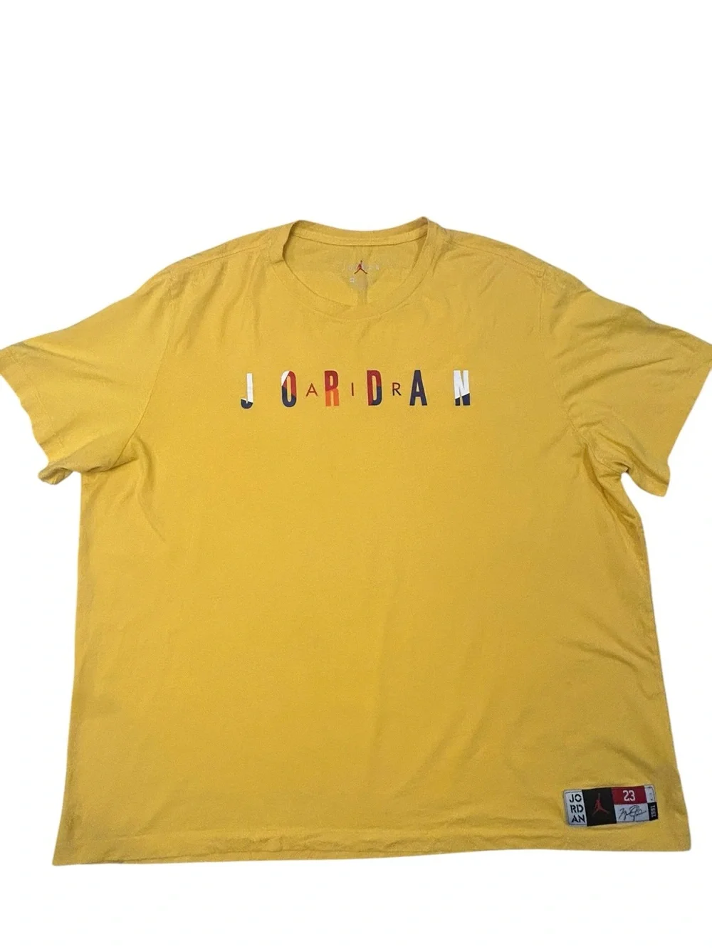 Air Jordan Men's Yellow 1991  Logo Short Sleeve Tee Shirt 23 Size 3XL Basketball